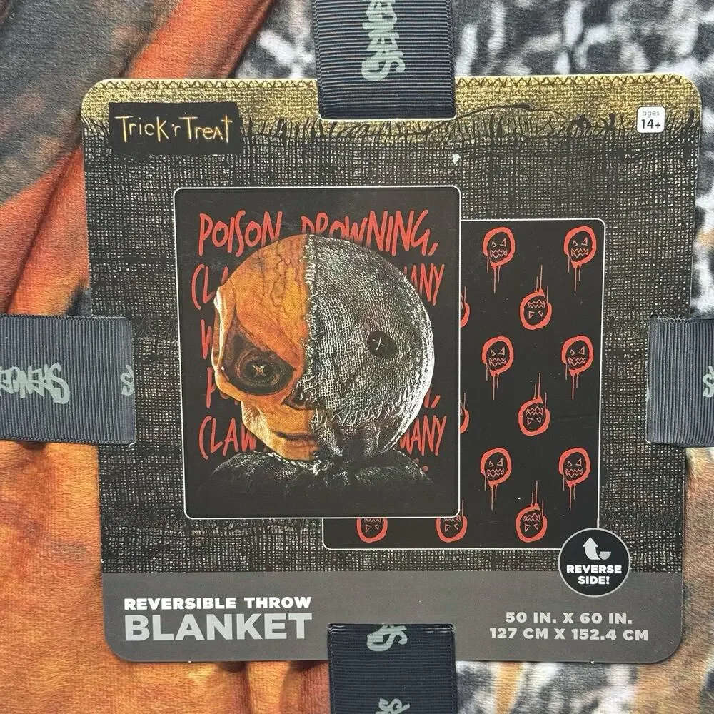 Trick 'r Treat Split Face Sam Fleece Blanket Reversible 50 x 60 NEW